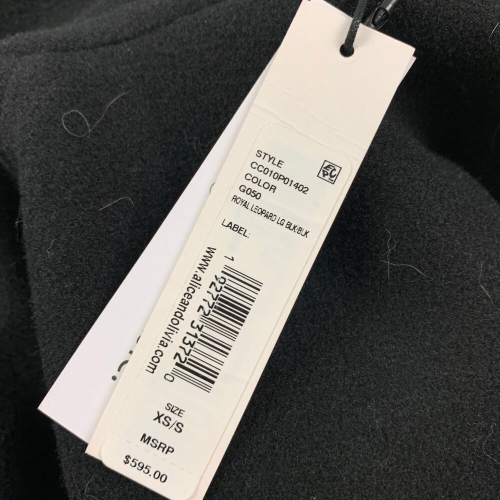 ALICE + OLIVIA Size XS/S Black White Animal Print Polyester Reversible Coat - Picture 6 of 8